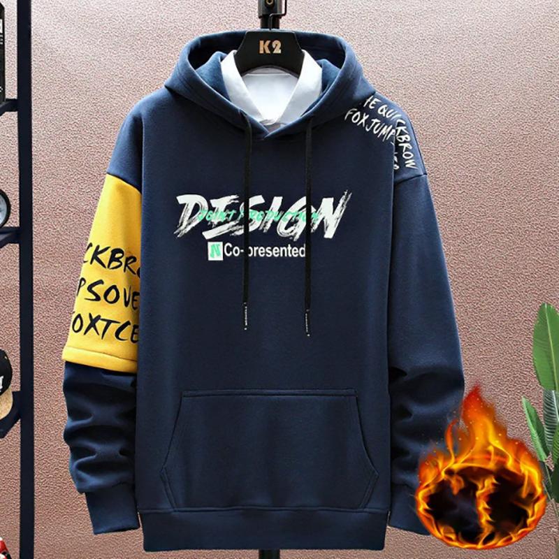 Autumn Winter Sweater Men's Plus Velvet Thick Pure Cotton Youth Sweater Men's Warm Pullover Sweatshirts