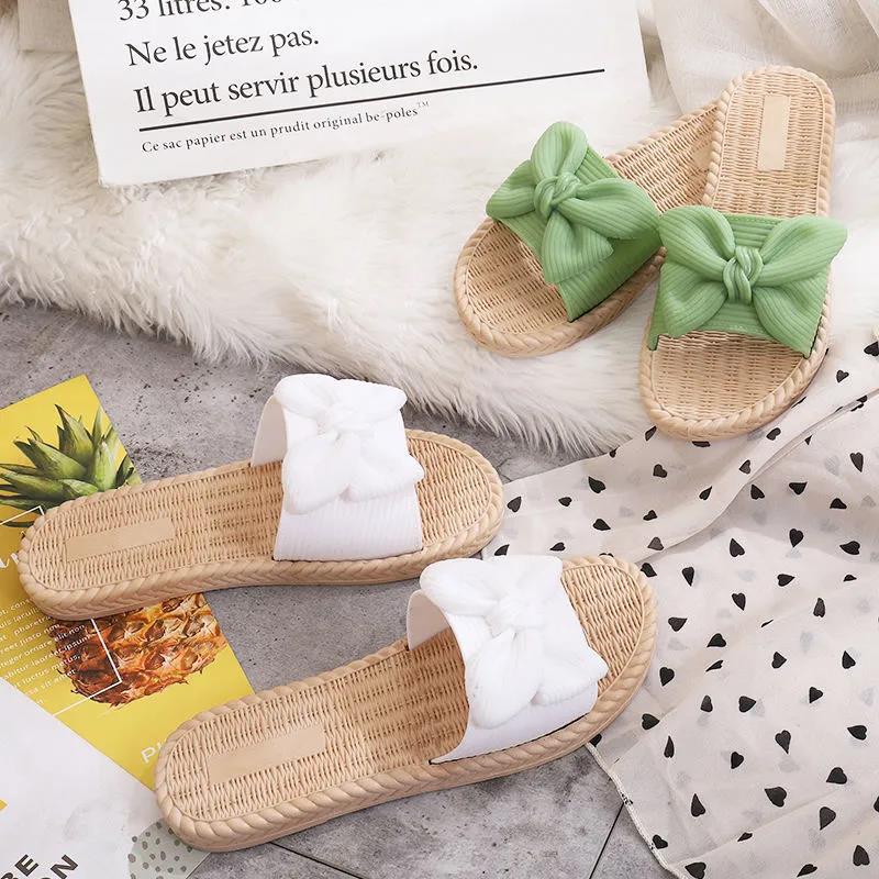 Slippers Women's Outer Wear Beach Slippers Korean Fashion All-match Sandals and Slippers Bow Slippers Non-slip Slippers