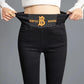 High-waisted Abdomen Stretch Jeans Plus Velvet Thickening Women's Elastic Waist Slim-fit and Warm Feet Pencil Long Pants