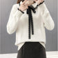 Women Sweaters Pullovers  Autumn Winter Lace Turn-down Collar Knit Sweater Fmeale Jumper Women Knitwear