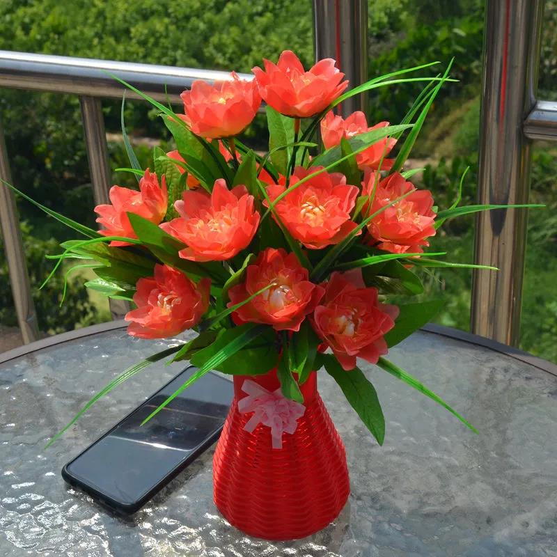 Simulation Rose Bouquet Set Plastic Flower Fake Flower Single Living Room Decoration Flower Silk Flower Dining Table Decoration Floral