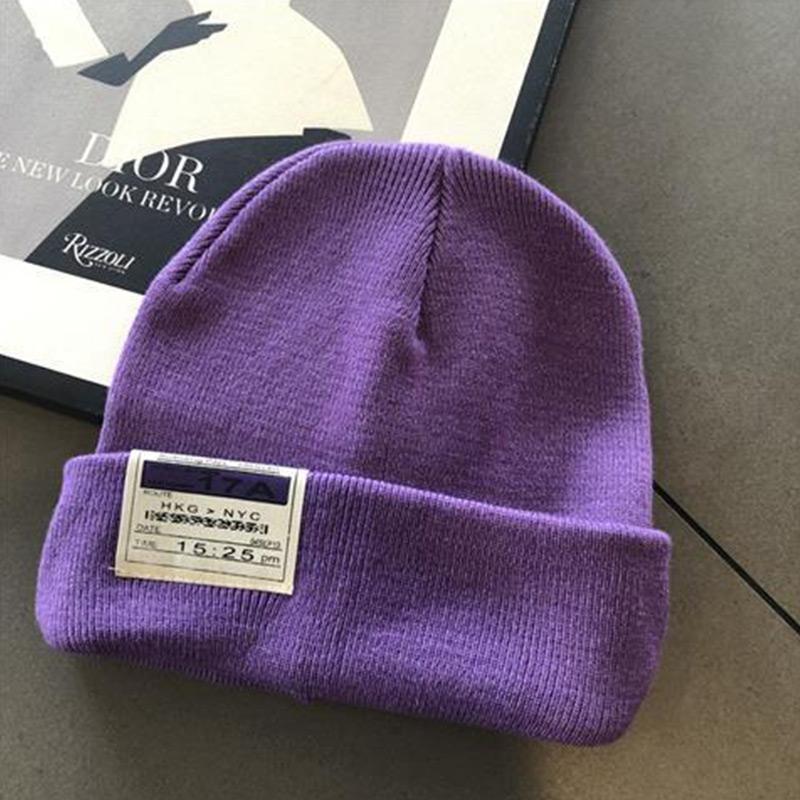 Unisex Knitted Beanie Hat Winter Solid Color Warm Hat Ladies Crochet Ski Leisure Skull Hat