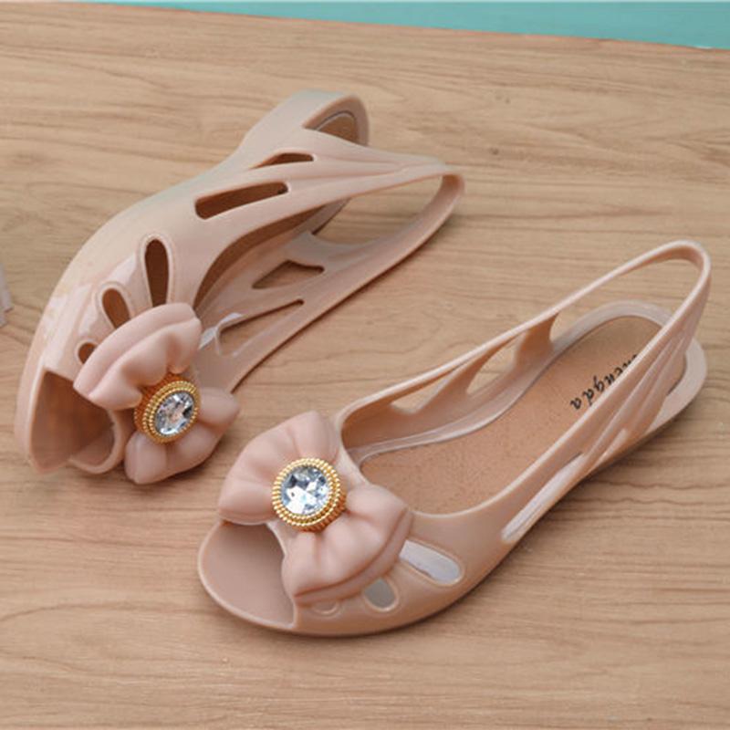 Female Fish Mouth Plastic Sandals Summer Flat Plastic Jelly Shoes Soft Bottom Fashion Korean Version of All-match Mom Work Sandals