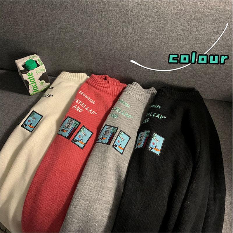 Sweater Loose Thick Knit Sweater Men's Autumn and Winter Round Neck Warm and Comfortable Top