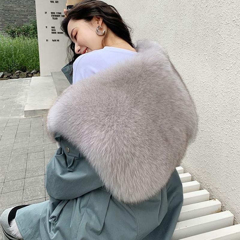 Parker Overcome Women's Detachable Imitation Fox Large Fur Collar Plush Liner Short Faux Fur Jacket Women's Warm Loose Large Size Cotton Jacket