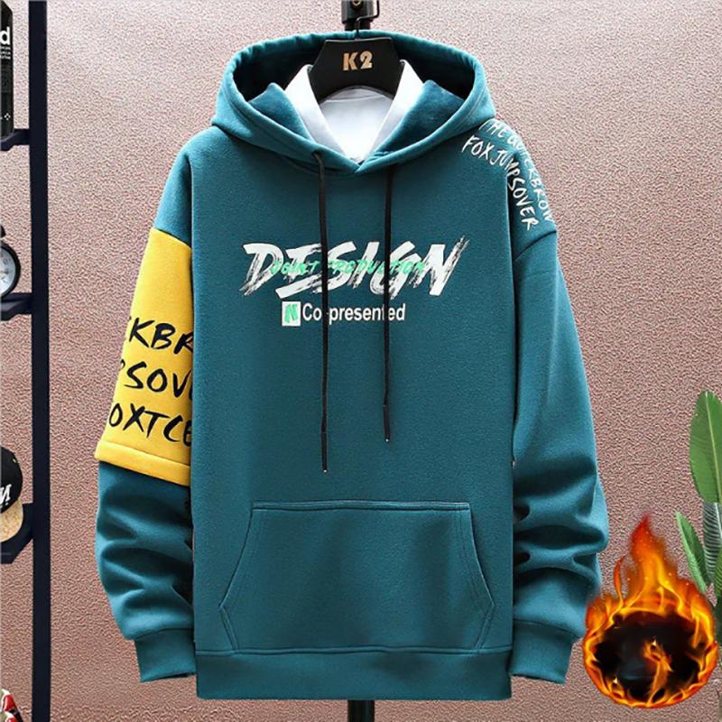 Autumn Winter Sweater Men's Plus Velvet Thick Pure Cotton Youth Sweater Men's Warm Pullover Sweatshirts