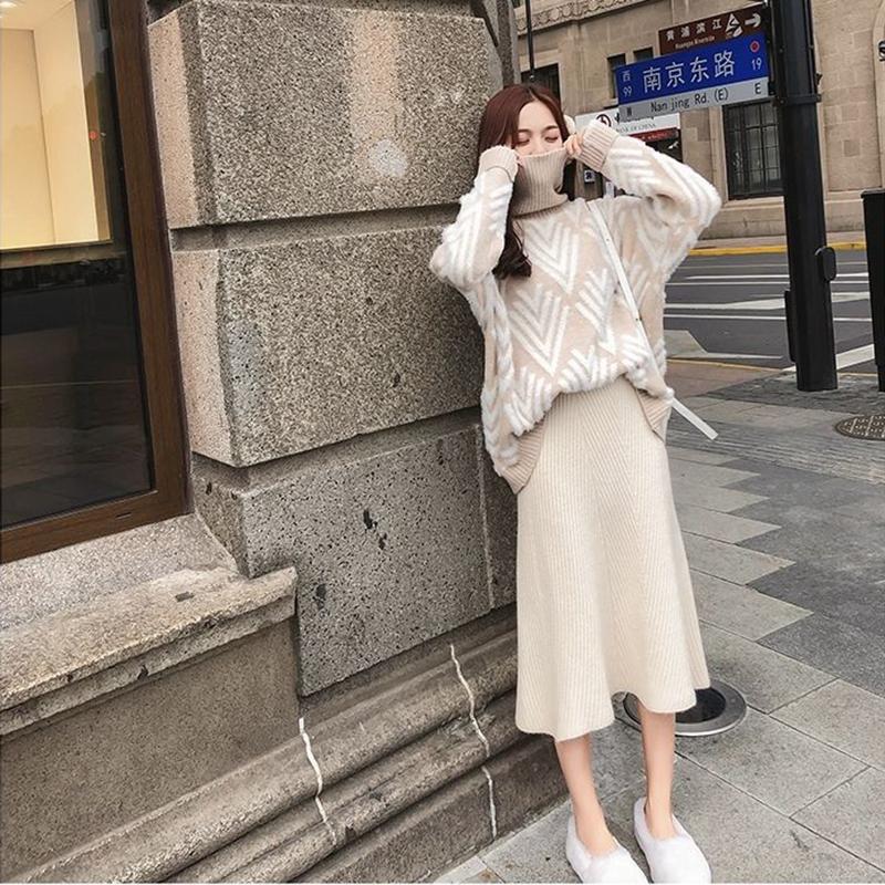 Lazy Style Pullover Sweater Women Thick High-necked Autumn and Winter Loose Inner Sweater Women's Warm Sweater
