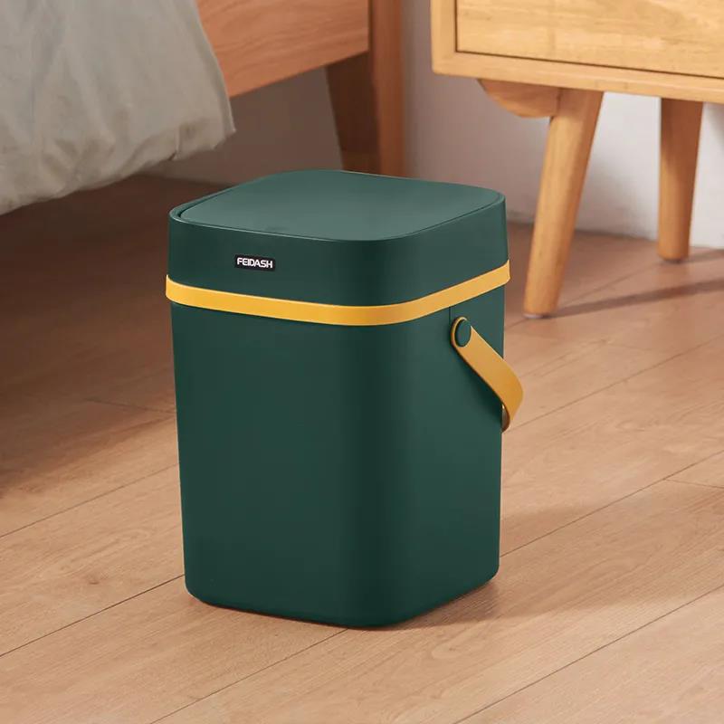 Trash Can with Lid Household Toilet Bathroom Kitchen Living Room Large-capacity Push-type Trash Can