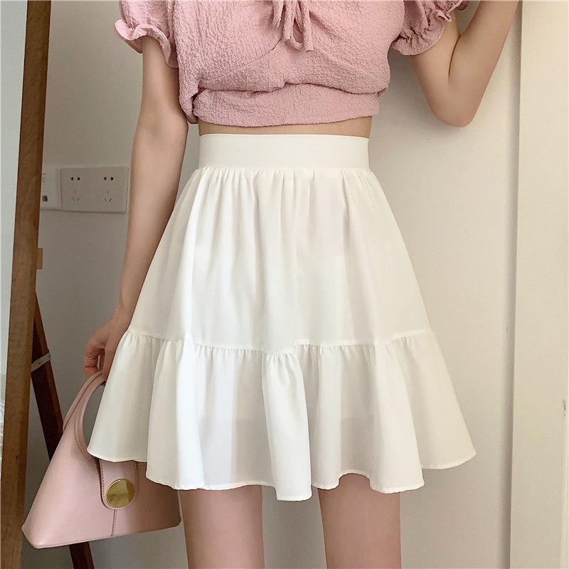 Black Skirt Women's Summer High Waist Umbrella Skirt White Skirt A-line Short Skirt