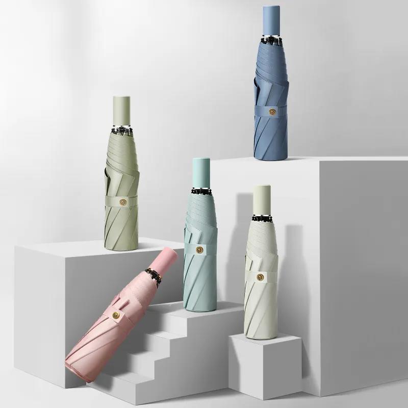 Simple Solid Color Umbrella Ins Sunshade Sun and Rain Dual-use Korean Version Sunscreen and UV Protection Folding