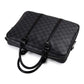 Business Briefcase Men Black Plaid PU Leather Zipper Waterproof Handbag Shoulder Bag Crossbody Bags