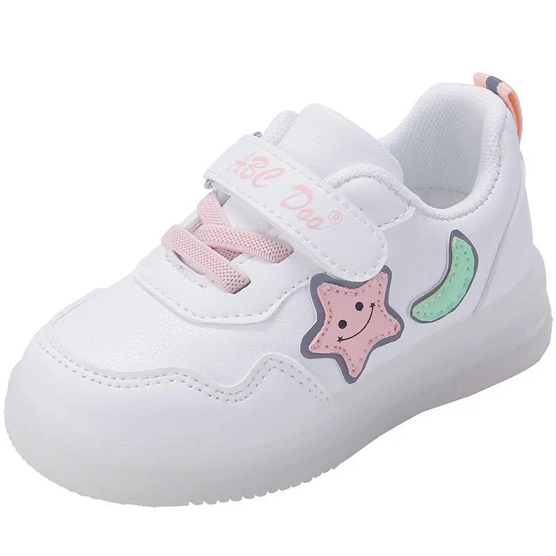 Spring and Autumn Small White Shoes, Board Shoes, Boys' Single Shoes, Girls' Toddlers, Non Slip and Wear-resistant Soft Soled Velcro, Versatile