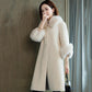 Autumn and Winter New Faux Sheep Shearling Coat Women Mid-length Faux Fox Fur Collar Loose Grain Fleece Faux Fur Coat
