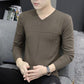 V-neck Sweater Men's Slim Type Autumn and Winter Bottoming Shirt Thin Section Korean Low-neck Sweater Seamless Sweater