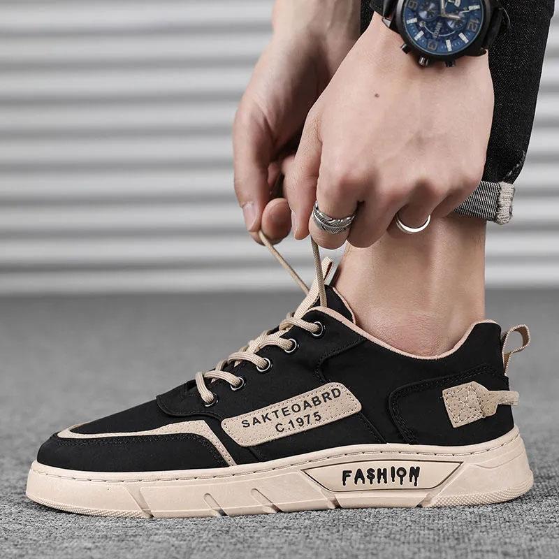 Spring breathable men's low top shoes skateboard plate shoes canvas shoes all-match sports casual shoes
