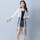Women's Ethnic Style Loose Outer Chiffon Cardigan Thin Beach Mid-calf Length Long Sleeve Embroidered Cardigan