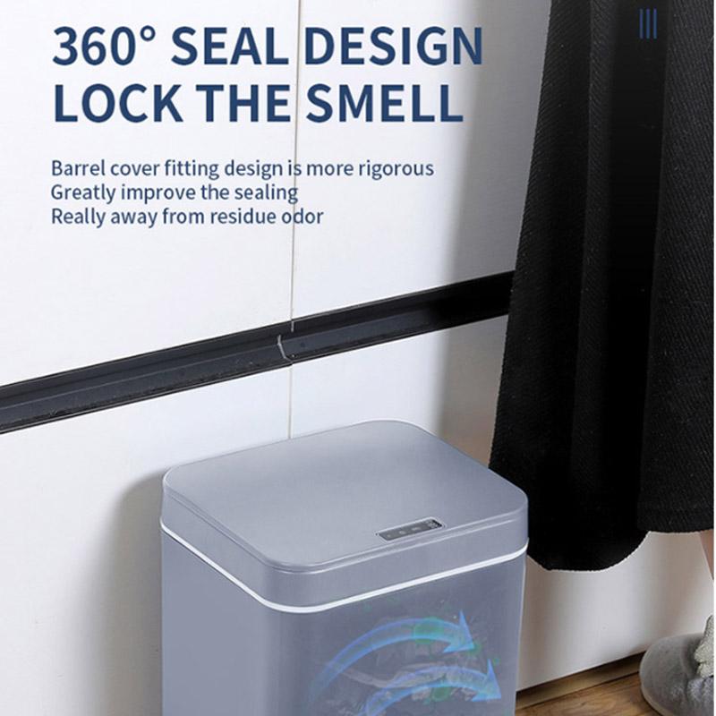 14 Liters Smart Sensor Trash Can Household with Lid Bathroom Kitchen Living Room Toilet Automatic Thickening Increase Trash Can Battery Type