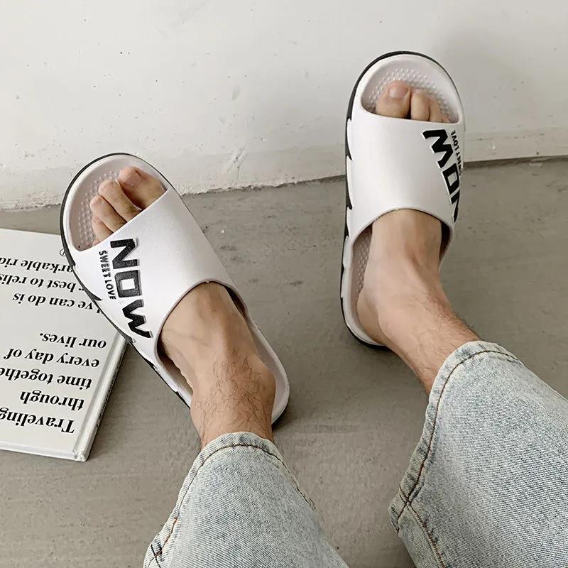 Men's Slippers Outside Wear Bathroom Non-slip Thick Bottom Wear-resistant Slippers Summer