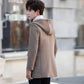 Winter Men's Jacket Men's Fashion Wool Woolen Coat Hooded Coat Men Winter Coat Warm Trench Coat
