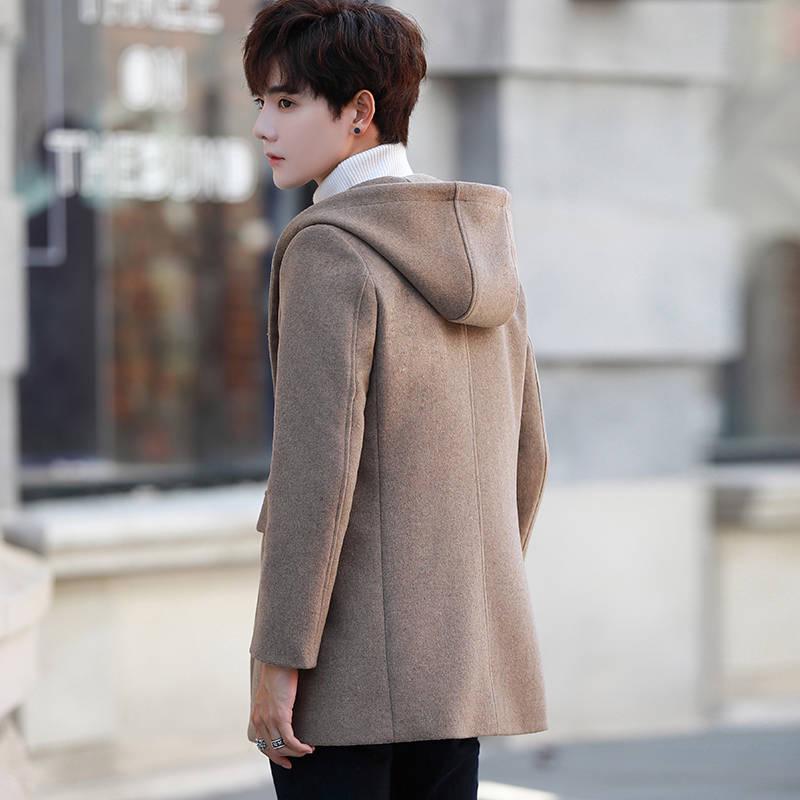 Winter Men's Jacket Men's Fashion Wool Woolen Coat Hooded Coat Men Winter Coat Warm Trench Coat
