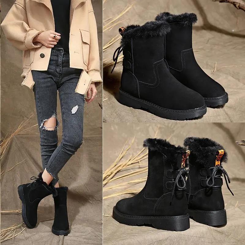 Snow Boots Women Winter Korean Version Plus Velvet Warm In Tube Cotton Shoes Soft Bottom Non-slip Thick Bottom Ankle Boots Women