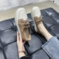 Autumn Color-blocking Flat Shoes Women's Soft Leather Korean Style Retro Casual Sneakers Girls Shallow Mouth Leather Shoes Casual Shoes