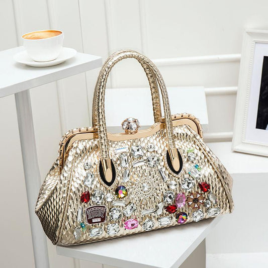 Trendy Fashion Color Diamond Bag Diamond Clip with Diamond Leisure Rhinestone Women's Bag Messenger Shoulder Handbag Lock