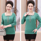 Women's Woolen Sweater Solid Color Sticky Diamond Long-sleeved Sweater Lapel Loose Plus Size Top M-5XL