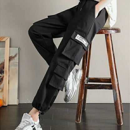 Overalls for Male and Female Students Ins Tide Korean Version of Straight Leg Beam Fashion Versatile Multi-pocket Harlan Sports Casual Pants