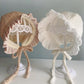 Baby Windproof Hat Tire Hat Full Moon Hundred Days Autumn Hat Winter Double Layer Princess Hat Lace Lace Lace Up Baby Girl Palace Hat