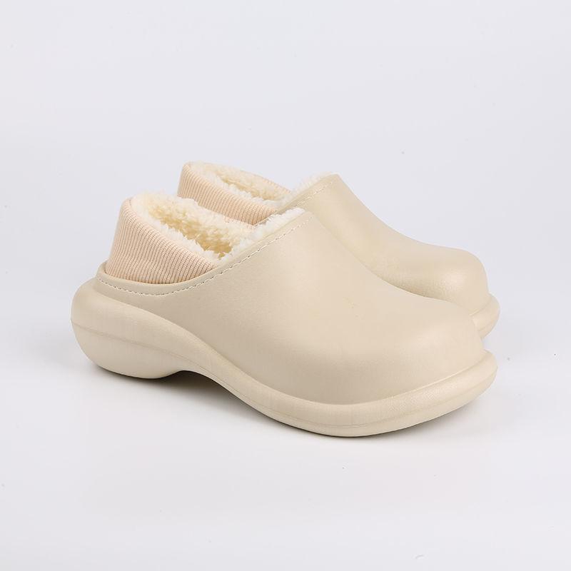 Waterproof Cotton Slippers for Women Winter Indoor and Outdoor Cute Plus Velvet Warm Shoes for Home Non-slip Wool Slippers