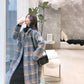 Winter High-end Imitation Mink Fur Coat All-match  Women's Mid-length Plus Cotton Slim Cardigan Plaid  Women's Loose Thick Knitted Coat