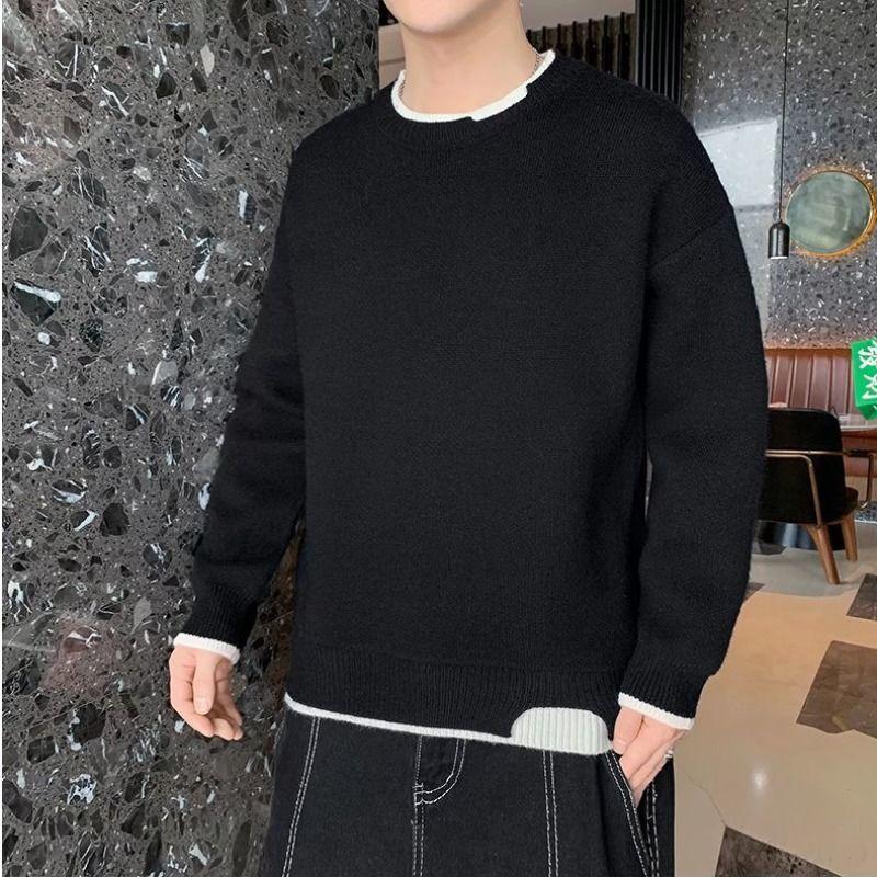 Sweater Men Loose Solid Color Simple Trend Boys Winter Warm and Comfortable Literary Sweater Soft