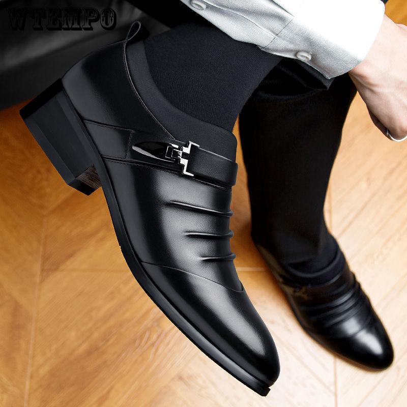 Pair of Shoes Men's Casual Pointed Toe Leather Shoes Men Wedding Shoes