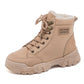 Winter Shoes Female Martin Boots Female British Style High-top All-match Cotton Shoes Plus Velvet Thick Bottom Increase