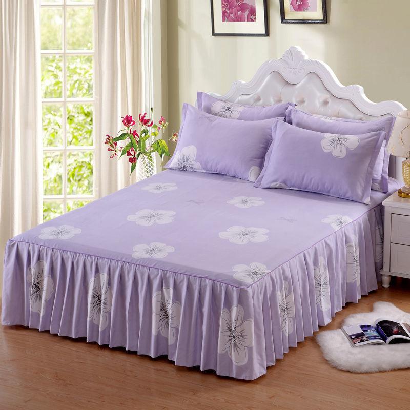 Bedroom Twill Bed Skirt Bedspread Double Non-slip Mattress Protection Cover Skin-friendly Bed Cover and Dust Cover