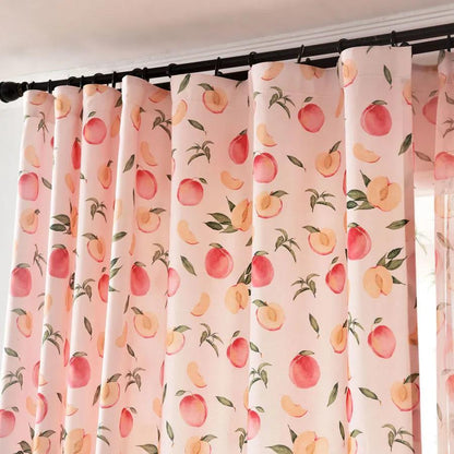 Semi Blackout Curtains Pink Peach Blossom Dormitory Girls Curtains Bedroom Shade Sunscreen Rental Bay Window Curtain Fabric