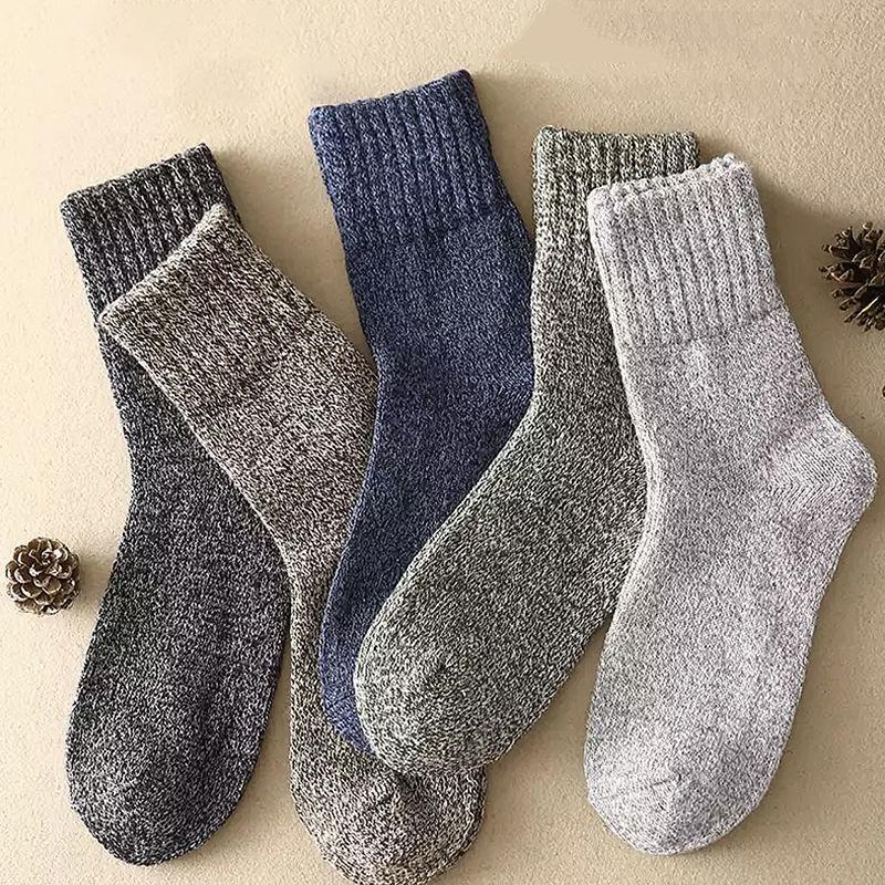Five Pairs of Socks Men's Winter Tube Socks Fashion Striped Towel Socks Plus Velvet Thick Warm Terry Socks