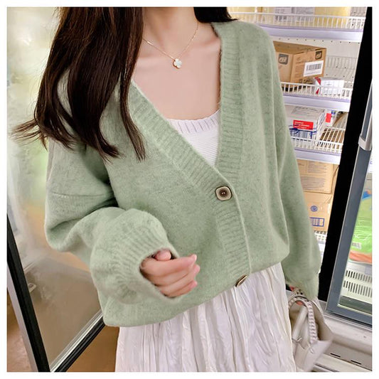 Cardigans Women's Sweaters Fashionable Casual Plaid V-Neck Cardigans Single Breasted Loose Coats