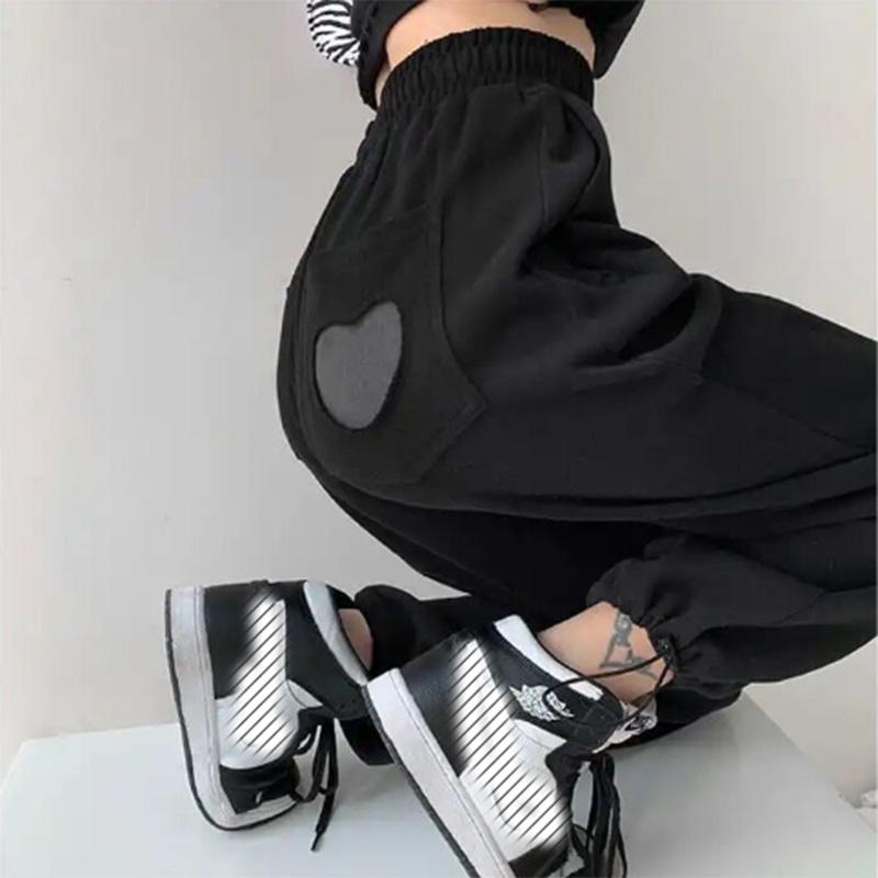 Love Labeling Drawstring Leggings Women's Spring and Autumn Solid Color Loose Casual Sports Pants High Waist Straight Sweatpants Tide