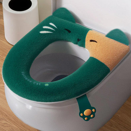 Four Seasons Universal Toilet Seat Cushion Household Bathroom Toilet Cover Cute Cat Waterproof Thickening Toilet Seat Covers