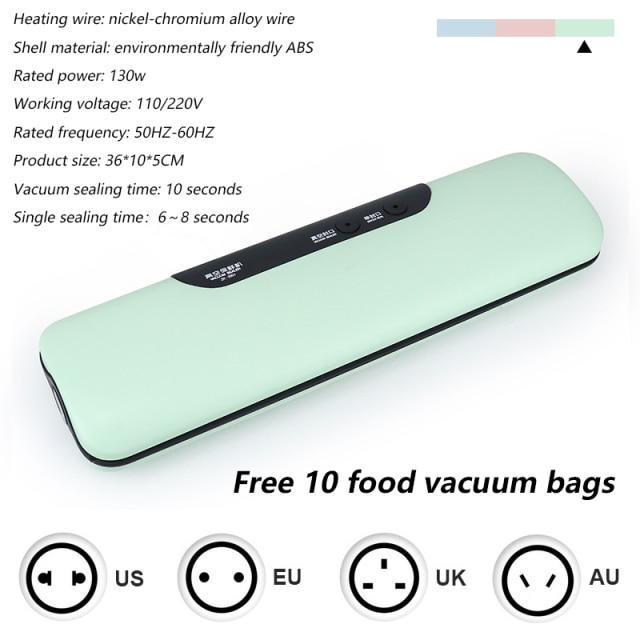 Electric Vacuum Sealer Packaging Machine For Home Kitchen Including 10pcs Food Saver Bags Commercial Vacuum Food Sealing