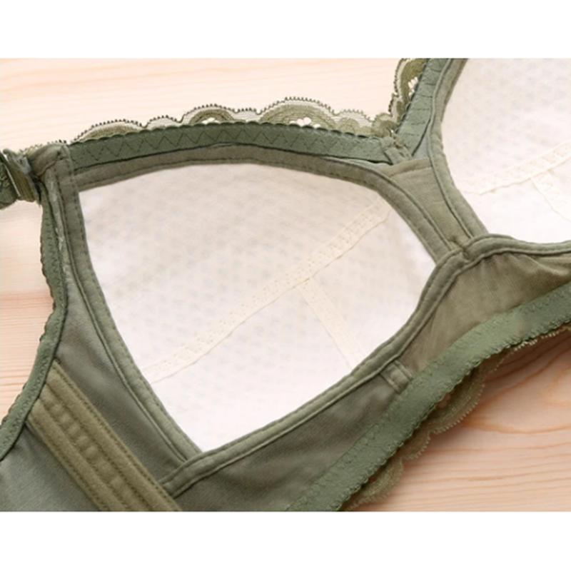 Women's Large Size Bra Full Cups Breathable No Steel Ring Bra Ultra-thin Soft Sexy Floral Lace Transparent Brassiere Hollow Out Adjustable Underwear
