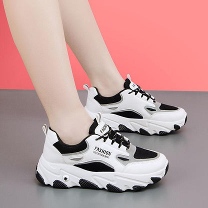 Sports Shoes Women Spring Summer Thick-soled High-rise Platform Sneakers All-match White Shoes Travel Shoes