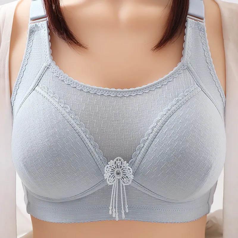 Ladies Gathering Anti-Sagging Bra No Steel Ring Tube Top Anti-Smearing Large Size Adjustable Thin Bra Cotton Glossy Simple Thin Mould Cup Bra