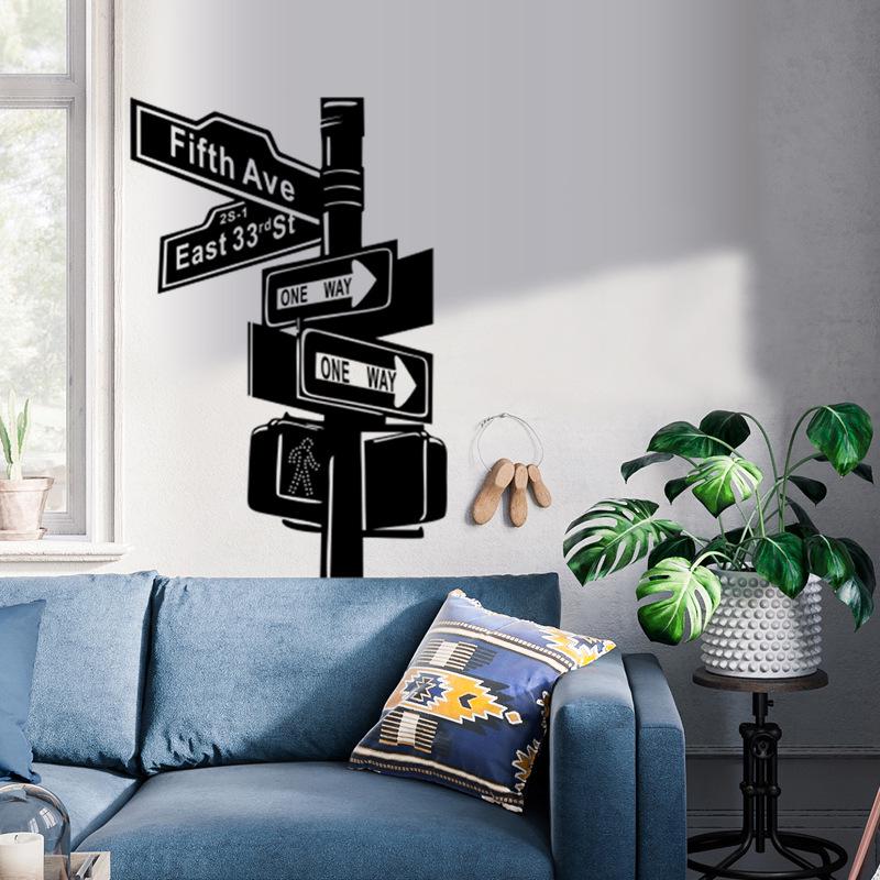 Creative Signpost Street Sign Wall Stickers Vinyl Art Decals Home Decoration For Living Room Bedroom