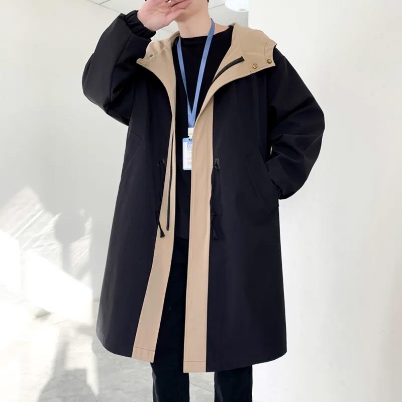 Mid-length Hoodie Men's Knee-length Coat Wind Jacket Youth Thickening Party All-match Men's Clothing