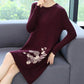 Autumn and Winter Loose Mid-length Dress Large Size Casual Printing Base Skirt Temperament Middle-aged Women Sweater Dress