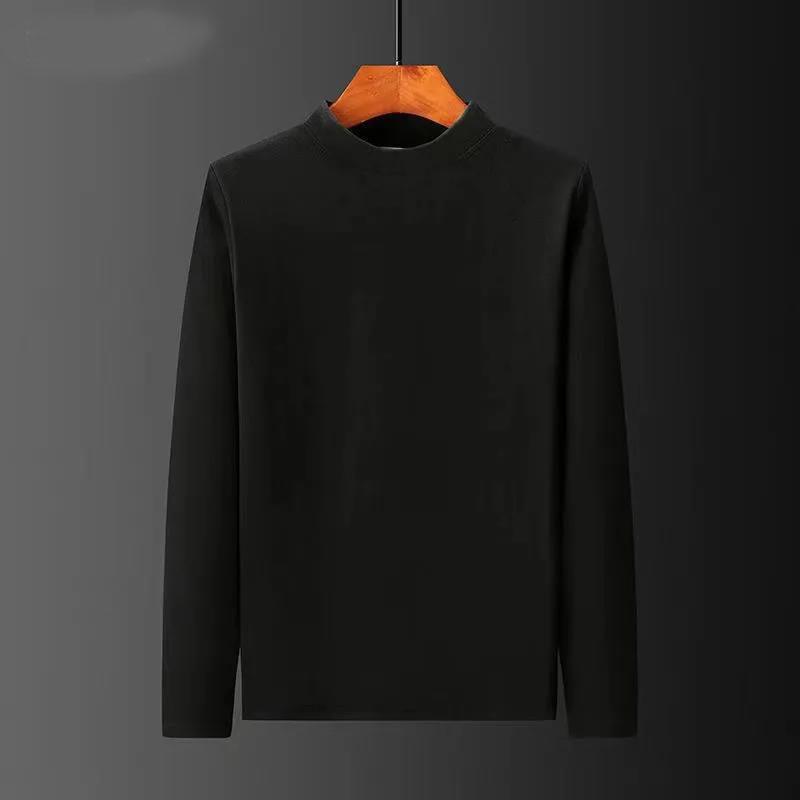 Winter Double-sided Velvet Korean Version of The Trend of Men's Half-high Collar Mid-neck T-shirt Men's Solid Color Warm Bottoming Shirt