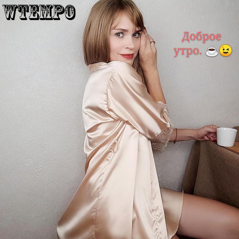 Spring and Summer Sexy Pajamas Women's Lace Women's Suspenders Nightdress Nightgown Two-piece Short-sleeved Thin Silk Suit